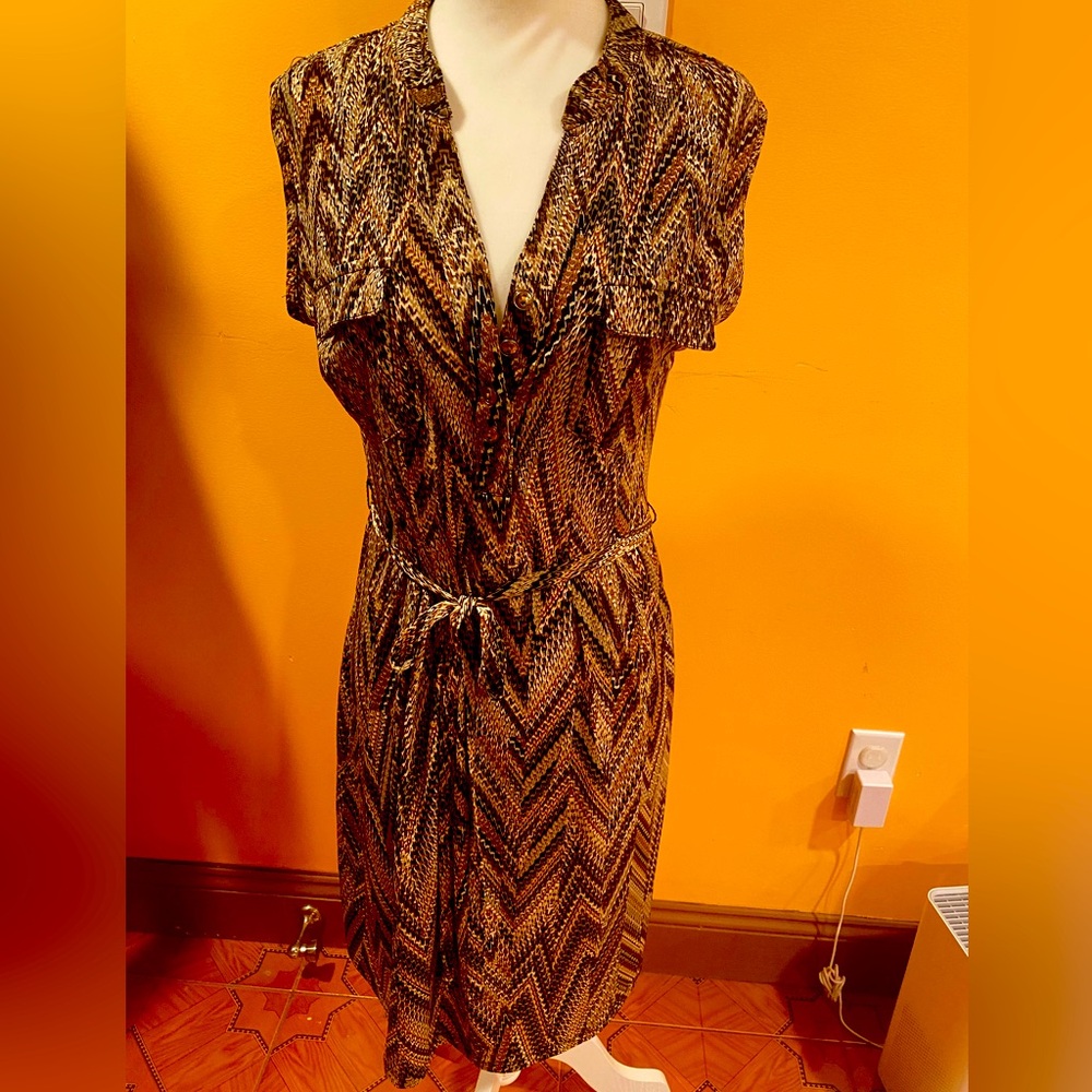 Cocomo Women’s Dress , Color Brown and White, Size Medium